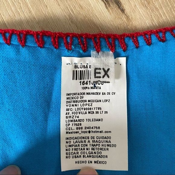 Yonni Lopez handmade Mexico blue embroidered top - Picture 2 of 6